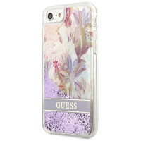 Guess Flower Liquid Glitter case for iPhone SE 2022 / SE 2020 / 7 / 8 - purple