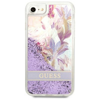 Guess Flower Liquid Glitter case for iPhone SE 2022 / SE 2020 / 7 / 8 - purple