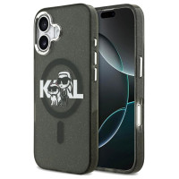 Karl Lagerfeld IML Glitter Karl & Choupette Sketch Logo MagSafe iPhone 17 Case - Black