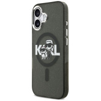 Karl Lagerfeld IML Glitter Karl & Choupette Sketch Logo MagSafe iPhone 17 Case - Black
