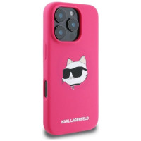 Karl Lagerfeld Silicone Choupette Head Print MagSafe iPhone 16 Pro Max Case - Fuchsia
