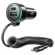Joyroom JR-CL07 72W 3in1 Car Charger with 1.6m USB-C Cable – Black