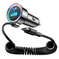 Joyroom JR-CL07 72W 3in1 Car Charger with 1.6m USB-C Cable – Black