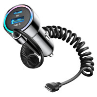 Joyroom JR-CL07 72W 3in1 Car Charger with 1.6m USB-C Cable – Black