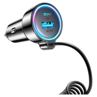 Joyroom JR-CL07 72W 3in1 Car Charger with 1.6m USB-C Cable – Black