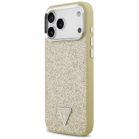 Guess Glitter Triangle Logo MagSafe Case for iPhone 17 Pro Max - Gold
