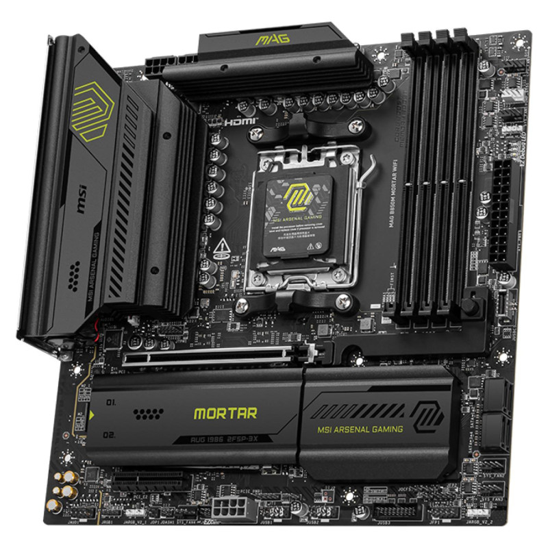 MSI Mainboard|MSI|AMD B850|SAM5|Micro-ATX|Memory DDR5|Memory slots 4|1xPCI-Express 4.0 4x	|1xPCI-Express 4.0 8x|1xPCI-Express 4.0 16x|1xPCI-Express 5.0 16x|3xM.2|1xHDMI|3xUSB 2.0|4xUSB 3.2|2xUSB-C|1xOptical S/PDIF|1xRJ45|2xAudio port|MAGB850MMORTARWIFI