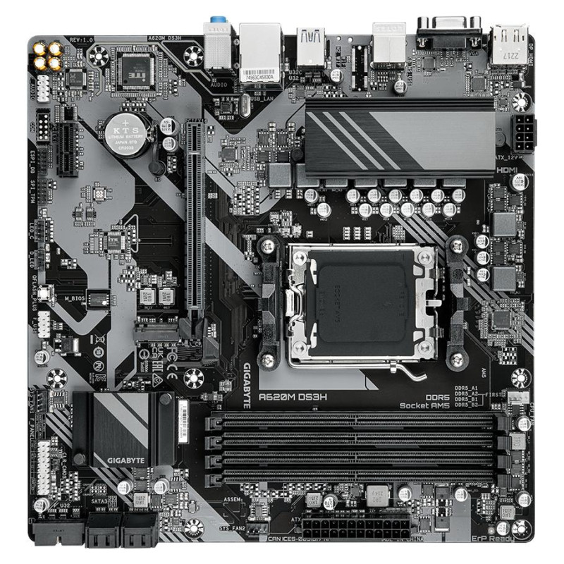 Gigabyte Mainboard|GIGABYTE|AMD A620|Socket AM5|micro ATX|RAM DDR5-SDRAM|4xSlots|1xPCI Express x1 slots|1xPCI Express x16 slots|1xNumber of M.2 (M) slots|A620MDS3H2.0