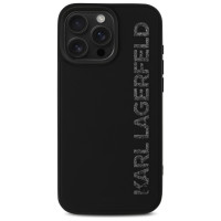 Karl Lagerfeld HC 3D Rubber Elongated Glitter iPhone 16 Pro Case - Black