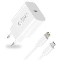 Tech-Protect NC20W Wall Charger with 100 cm USB-C / Lightning Cable - White