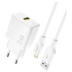 Dudao A23LEU 2.4A GaN EU USB-A Wall Charger with USB-A to Lightning Cable - White