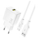 Dudao A23TEU 2.4A GaN USB-A Wall Charger with USB-A - USB-C Cable - White