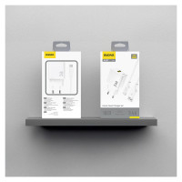 Dudao A23TEU 2.4A GaN USB-A Wall Charger with USB-A - USB-C Cable - White