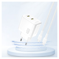 Dudao A28PEU PD 45W GaN 2xUSB Wall Charger - White