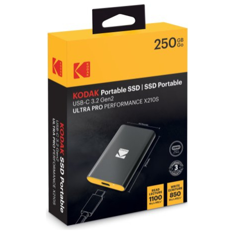 Kodak SSD USB-C 3.2Gen2 X210S 250GB EKSSD250GX210SK Portable