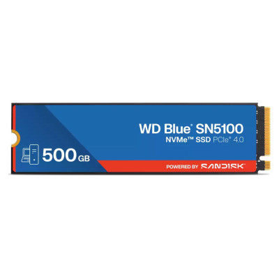 Sandisk SSD|SANDISK|300xTBW rating|MTBF 1750000 h|Read speed 6600 MB/s|Write speed 5600 MB/s|NVMe Yes|PCI Express 4.0|M.2|500 GB|POWERED BY SANDISK|Blue SN5100|WDS500G5B0E-00CPE0