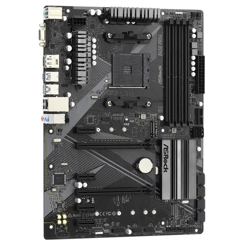 Asrock Mainboard|ASROCK|AMD B450|SAM4|ATX|4xPCI-Express 2.0 1x|2xPCI-Express 3.0 16x|2xM.2|Memory DDR4|Memory slots 4|1x15pin D-sub|1xHDMI|1xDisplayPort|2xAudio-In|1xAudio-Out|2xUSB 2.0|1xUSB type C|5xUSB 3.2|1xPS/2|1xRJ45|B450PRO4R2.0