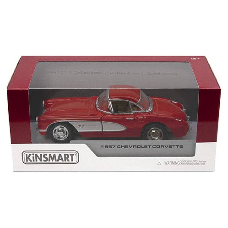 Kinsmart Miniatūrais modelis - 1957 Chevrolet Corvette, izmērs 1:34