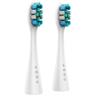 Aeno Replacement toothbrush heads, White, Dupont bristles, 2pcs in set (for ADB0001S/ADB0002S)