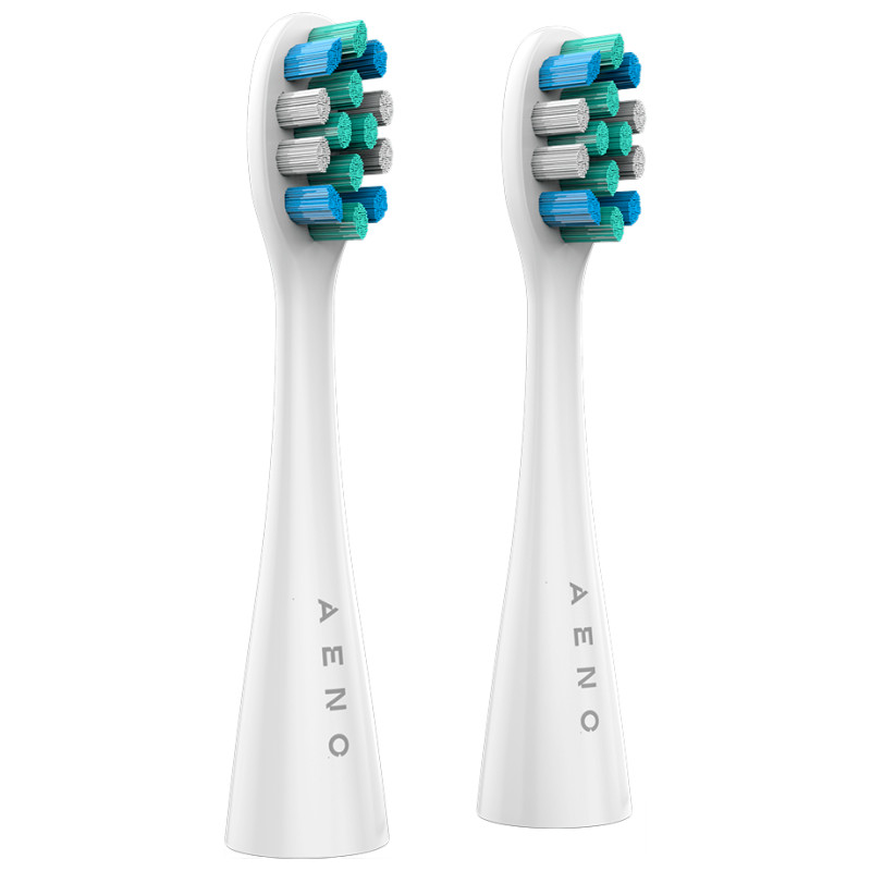 Aeno Replacement toothbrush heads, White, Dupont bristles, 2pcs in set (for ADB0001S/ADB0002S)