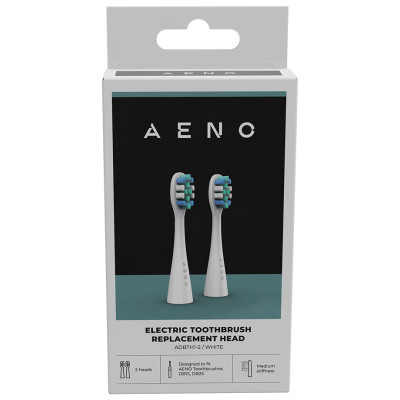 Aeno Replacement toothbrush heads, White, Dupont bristles, 2pcs in set (for ADB0001S/ADB0002S)