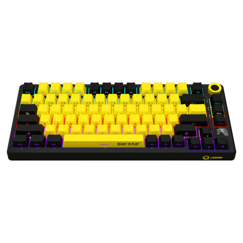 Lorgar KBP7075W, Wireless 75% Mechanical Gaming Keyboard Pro, Black/yellow, EN layout