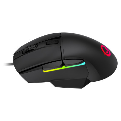 Lorgar Jetter 357, gaming mouse, Optical Gaming Mouse with 6 programmable buttons, Pixart ATG4090 sensor, DPI can be up to 8000, 30 million times key life, 1.8m PVC USB cable, Matt UV coating and RGB lights with 4 LED flowing mode, size:124.90*71.65*41.36