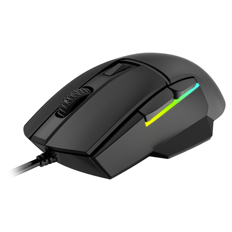 Lorgar Jetter 357, gaming mouse, Optical Gaming Mouse with 6 programmable buttons, Pixart ATG4090 sensor, DPI can be up to 8000, 30 million times key life, 1.8m PVC USB cable, Matt UV coating and RGB lights with 4 LED flowing mode, size:124.90*71.65*41.36