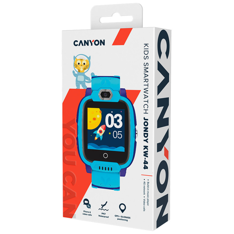 Canyon kids watch Jondy KW-44 4G Camera GPS Music Blue