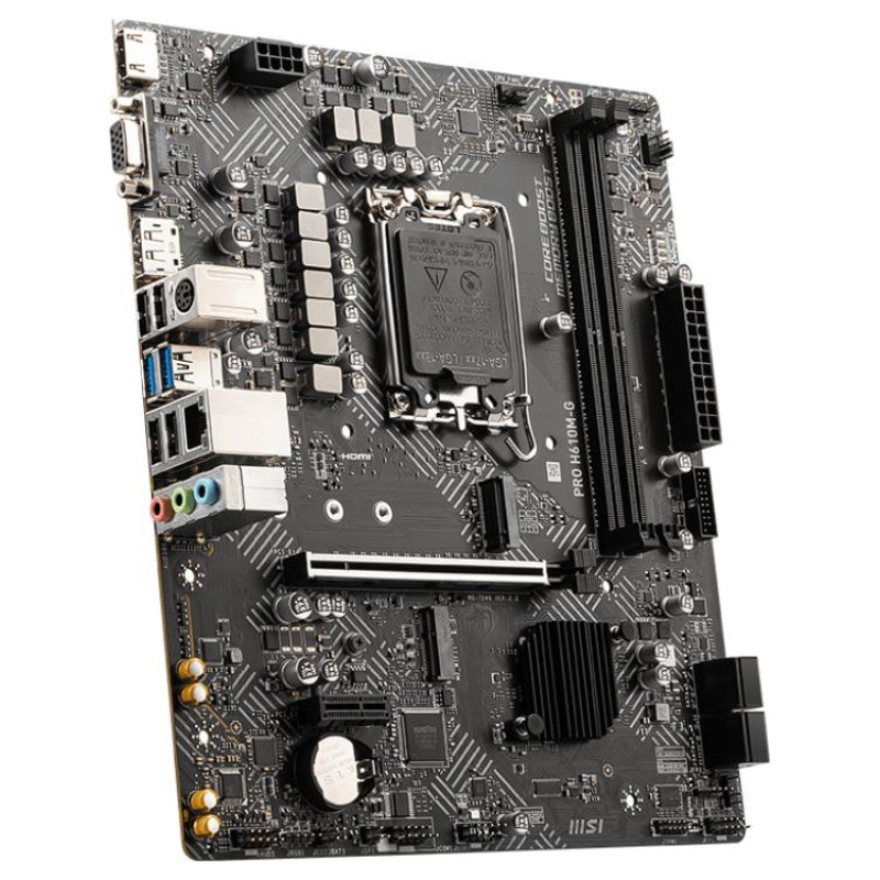 MSI Mainboard|MSI|Intel H610|LGA 1700|micro ATX|RAM DDR5-SDRAM|2xSlots|1xPCI Express x1 slots|1xPCI Express x16 slots|1xNumber of M.2 (M) slots|PROH610M-G