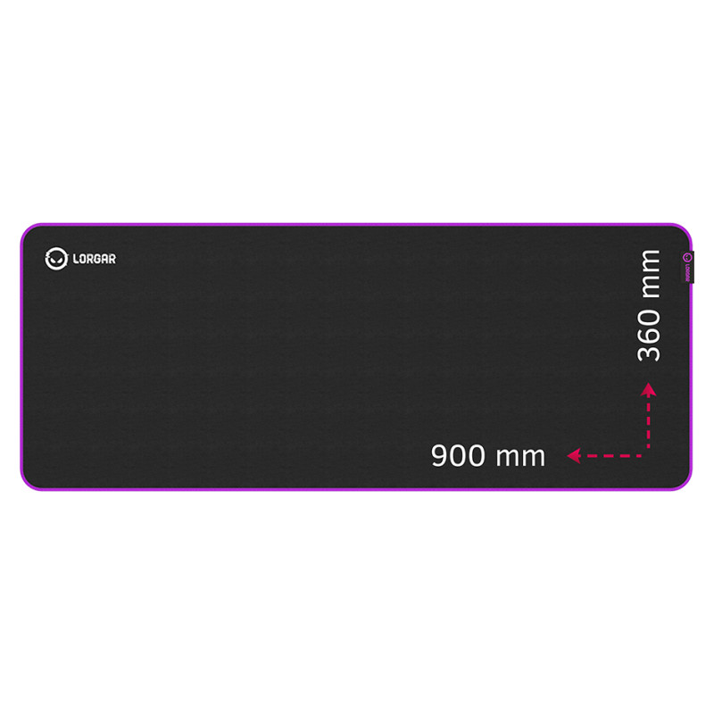 Lorgar Main 319, Gaming mouse pad, High-speed surface, Purple anti-slip rubber base, size: 900mm x 360mm x 3mm, weight 0.6kg