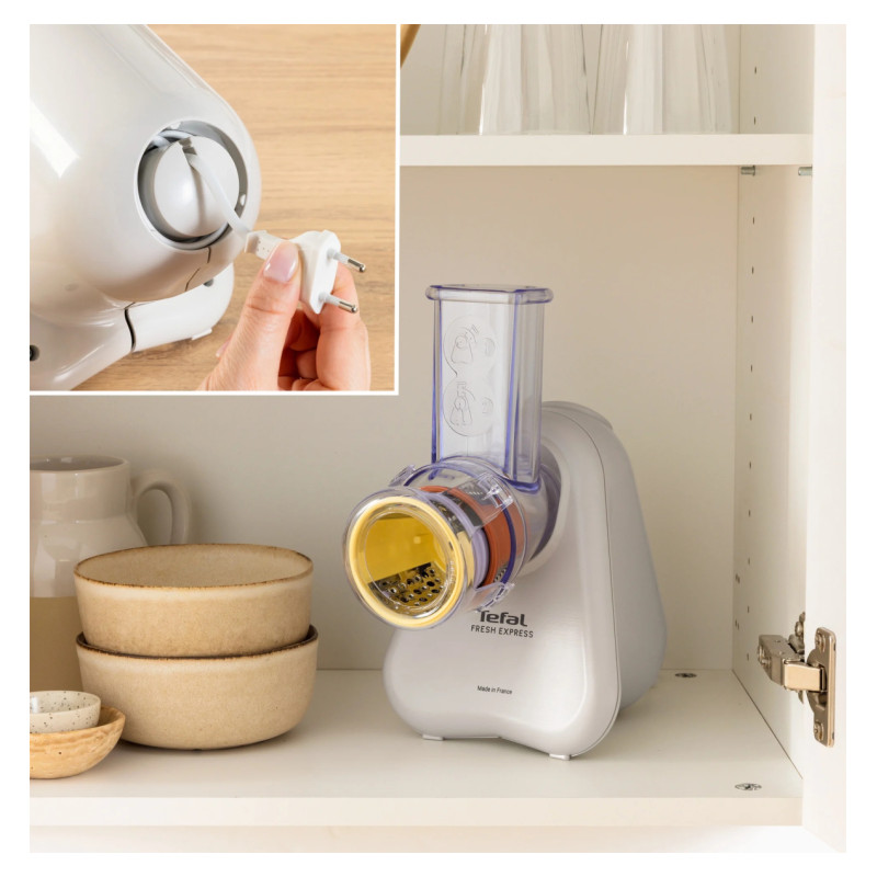 Tefal Fresh Express elektriskā dārzeņu rīve, gai&scaron;i pelēka - DN853BE0