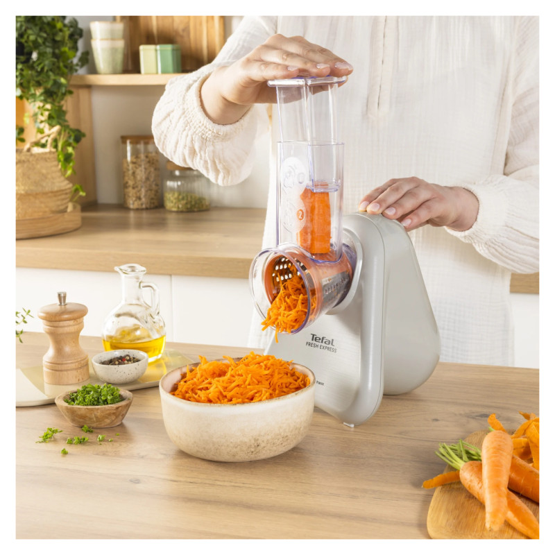 Tefal Fresh Express elektriskā dārzeņu rīve, gai&scaron;i pelēka - DN853BE0