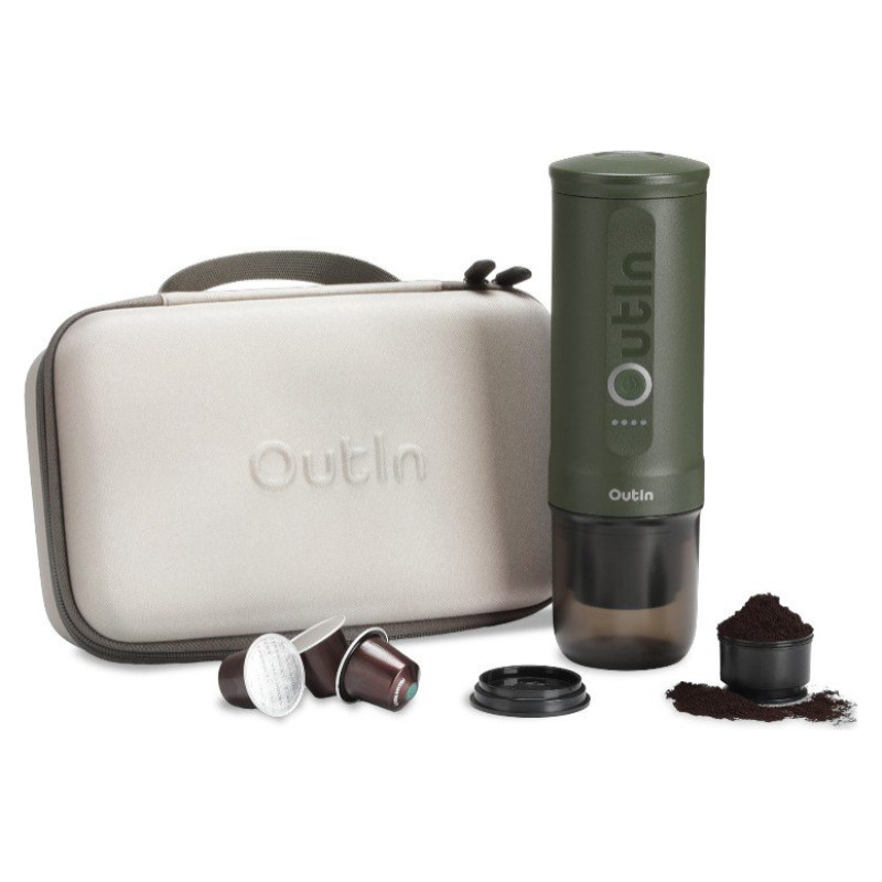 Outin Nano Travel Kit, Espresso Machine Bundle with Nano Protective Case, model OTEM-01, color Forest Green
