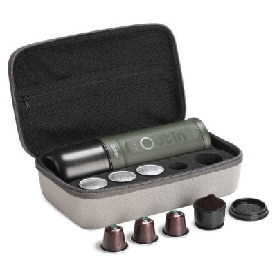 Outin Nano Travel Kit, Espresso Machine Bundle with Nano Protective Case, model OTEM-01, color Forest Green