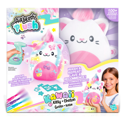 Airbrush PLUSH Plī&scaron;a DIY komplekts Kawaii Kitty ar aerogrāfu, 25 cm