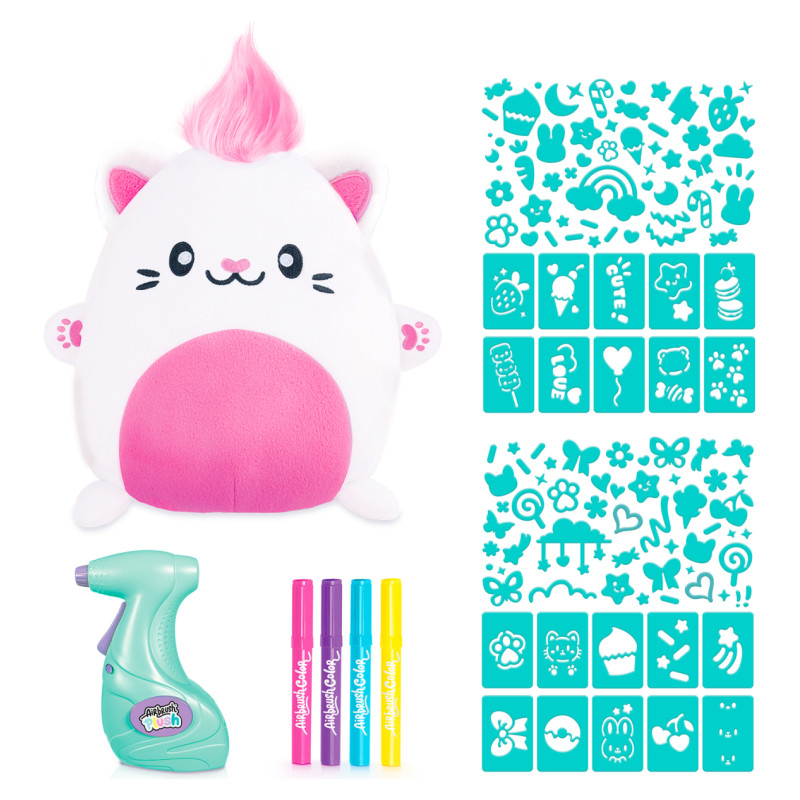 Airbrush PLUSH Plī&scaron;a DIY komplekts Kawaii Kitty ar aerogrāfu, 25 cm