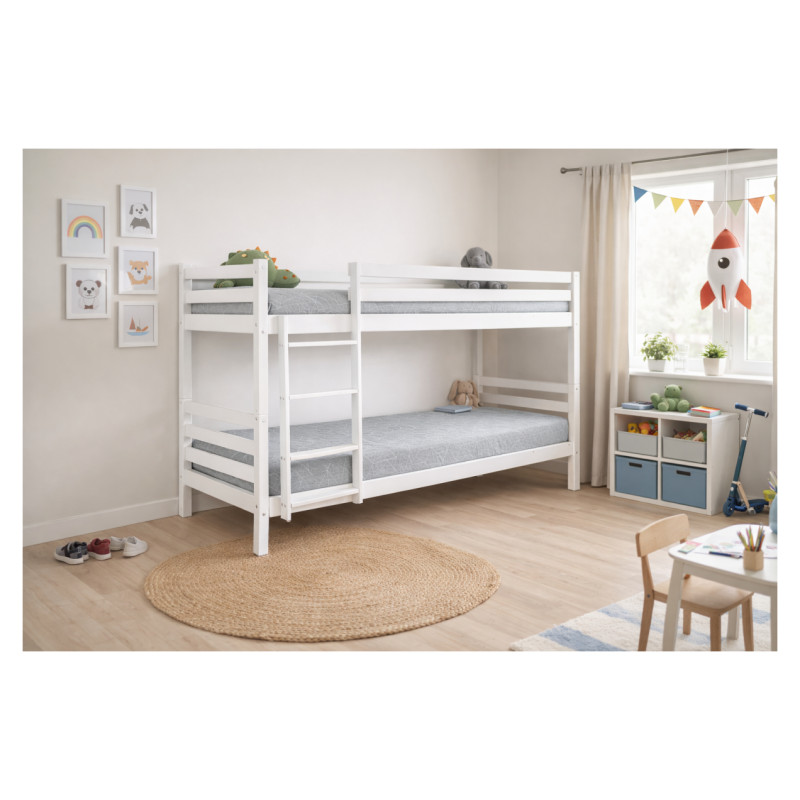 Emis Divstāvu bērnu gulta "NordicDuo" 70x160 / Dabīgs koks (vaskota)