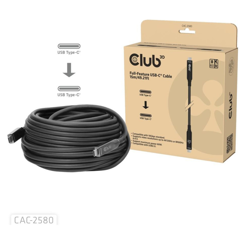 Club3D CABLE USB-C 15M/M/M CAC-2580 CLUB3D