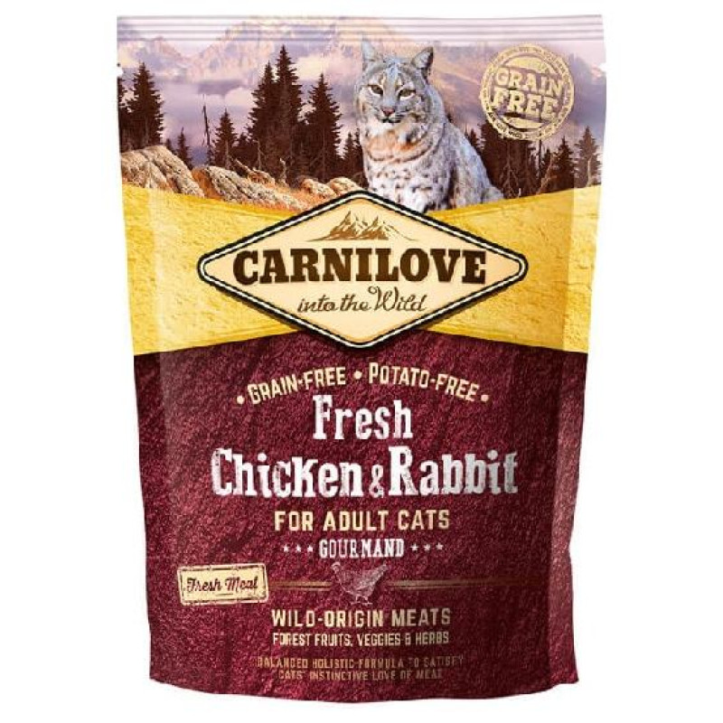 Carnilove Fresh Chicken & Rabbit Gourmand for Adult 2 kg barība kaķiem