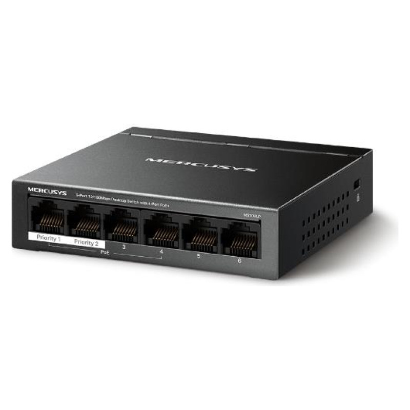 Mercusys Switch|MERCUSYS|Desktop/pedestal|6x10Base-T / 100Base-TX|PoE+ ports 4|MS106LP