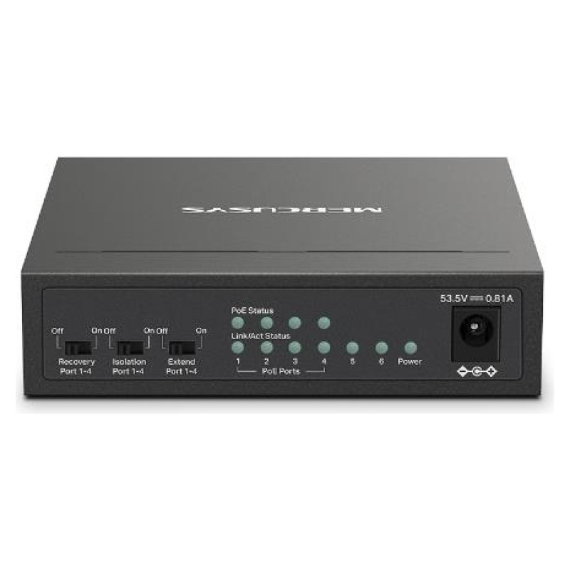 Mercusys Switch|MERCUSYS|Desktop/pedestal|6x10Base-T / 100Base-TX|PoE+ ports 4|MS106LP