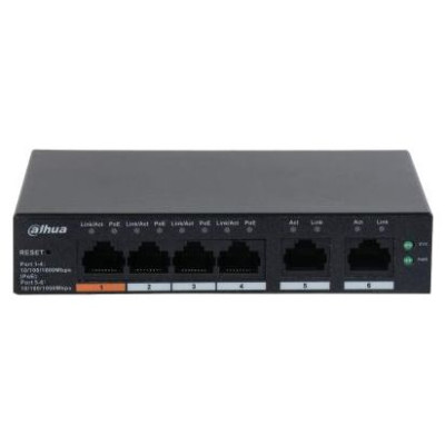 Dahua Switch|DAHUA|CS4006-4GT-60|Type L2|Desktop/pedestal|PoE ports 4|60 Watts|DH-CS4006-4GT-60