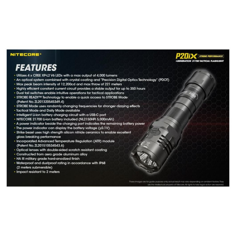 Nitecore FLASHLIGHT PRECISE SERIES/4000 LUMENS P20IX NITECORE