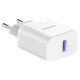 Dudao A20EU USB-A 18W network charger - white + USB-A - USB-C cable