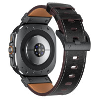 Tech-Protect Delta Pro Leather Strap for Samsung Galaxy Watch Ultra (47mm) - Black