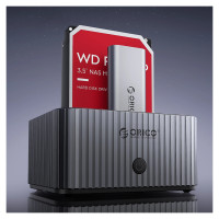 Orico IT28E-C 2-Disk Docking Station with M.2 NVME 2.5"/3.5 HDD/2.5" SSD Clone Function - Gray