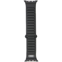 Audi Logo Synthetic Leather Magnetic Ring Strap for Apple Watch 40/41/42 mm - Black