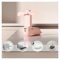 Jisulife Handheld Fan Life8 Portable USB Fan with Power Bank Function 2000mAh and Flashlight - Pink
