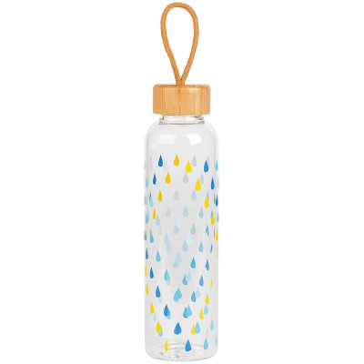 Cambridge CM06991 Raindrops Glass Bottle 550ml with Bamboo Lid